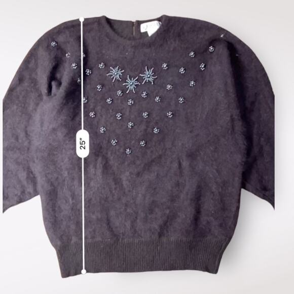 Kamiran Vintage Angora and Lambs Wool Beaded Sweater Size L - Picture 3 of 7